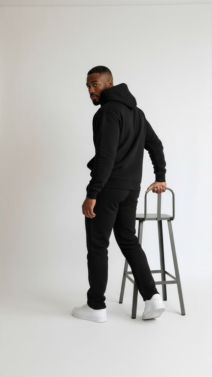 Ensemble noir vu de dos